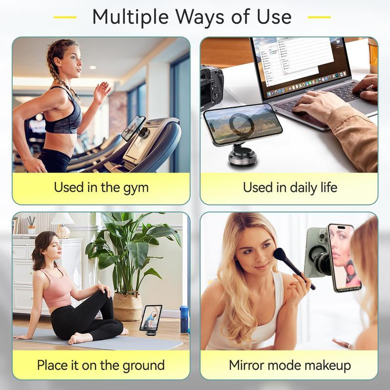 360° Foldable Magnetic Phone Holder, Magsafe Vacuum Magnetic Super Suction Cup Car Phone Holder, Adjustable Car Phone Holder, Hands-Free Suction Cup Phone Holder, Car Phone Holder for All Smartphones, Vehicles, and Gym/Bathroom Mirrors, Must-Have Gift