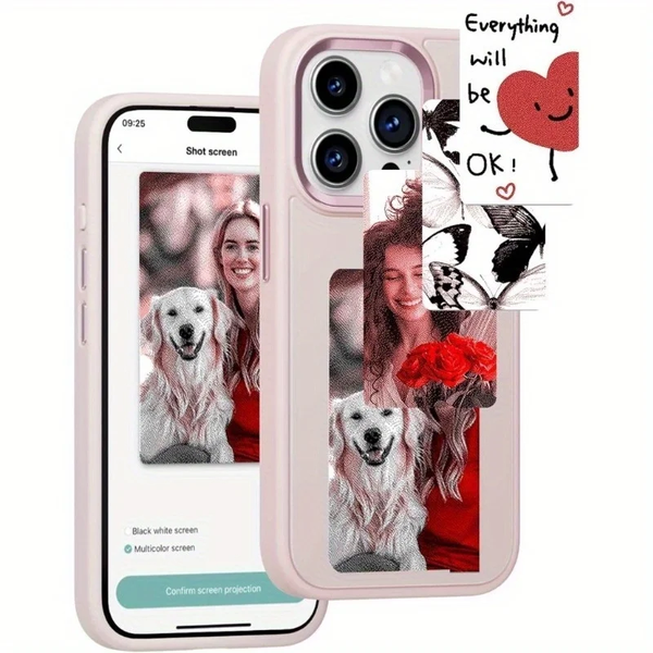 HD 1080P Inkplay E-Ink Screen Phone Case, DIY Wireless NFC Photo Display Smart Phone Case, Custom Phone Protective Case, Anti-Drop Water-Resistant Ink Phone Case Compatible with Iphone 15 Pro Max,