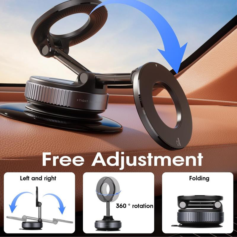 360° Foldable Magnetic Phone Holder, Magsafe Vacuum Magnetic Super Suction Cup Car Phone Holder, Adjustable Car Phone Holder, Hands-Free Suction Cup Phone Holder, Car Phone Holder for All Smartphones, Vehicles, and Gym/Bathroom Mirrors, Must-Have Gift