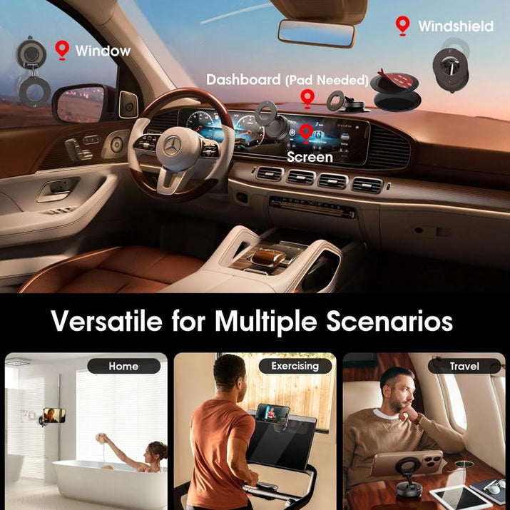 360° Foldable Magnetic Phone Holder, Magsafe Vacuum Magnetic Super Suction Cup Car Phone Holder, Adjustable Car Phone Holder, Hands-Free Suction Cup Phone Holder, Car Phone Holder for All Smartphones, Vehicles, and Gym/Bathroom Mirrors, Must-Have Gift