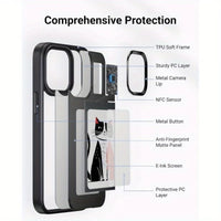 HD 1080P Inkplay E-Ink Screen Phone Case, DIY Wireless NFC Photo Display Smart Phone Case, Custom Phone Protective Case, Anti-Drop Water-Resistant Ink Phone Case Compatible with Iphone 15 Pro Max,