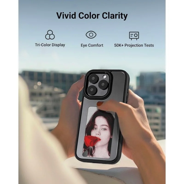 HD 1080P Inkplay E-Ink Screen Phone Case, DIY Wireless NFC Photo Display Smart Phone Case, Custom Phone Protective Case, Anti-Drop Water-Resistant Ink Phone Case Compatible with Iphone 15 Pro Max,