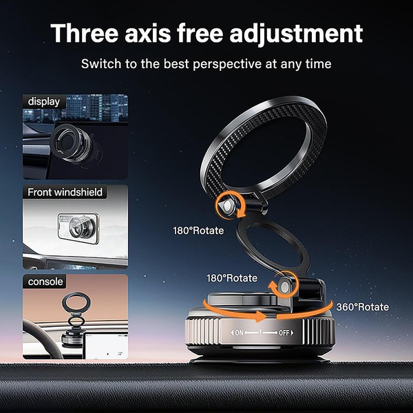 360° Foldable Magnetic Phone Holder, Magsafe Vacuum Magnetic Super Suction Cup Car Phone Holder, Adjustable Car Phone Holder, Hands-Free Suction Cup Phone Holder, Car Phone Holder for All Smartphones, Vehicles, and Gym/Bathroom Mirrors, Must-Have Gift